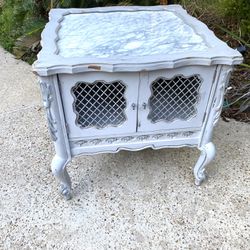 Shabby Chic Style Marble Top End table Nightstand 