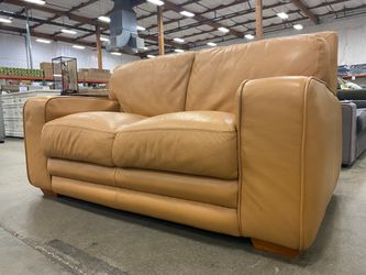 Butterscotch Plush Leather Loveseat