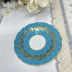 Aynsley England Bone China Saucer – Turquoise & Gold