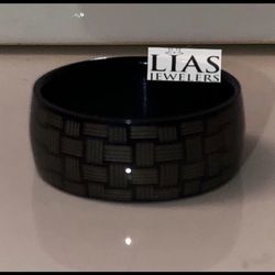 New S925 Black Gunmetal Men Wedding Ring 