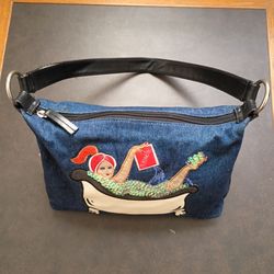 Denim Shoulder Bag Woman in Bathtub Sequin Novelty Purse