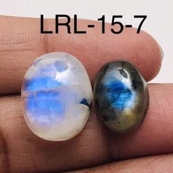 Labradorite & Rainbow Oval Shape-2Pc-Lot-LRL-15-7