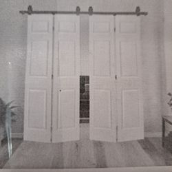 CALHOME 60-in x 80-in White MDF Hollow core Double Barn Door (Hardware Included)
