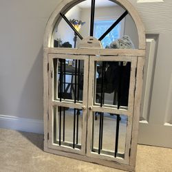 Rustic Arched Wood Mirror- Great condition