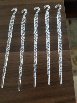 XMAS TREE ORNAMENTS CLEAR ACRYLIC ICICLES LOT-50  3-CHRISTMAS WINDOW CANDLES