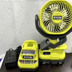 RYOBI 18v Battery and Charger With Fan