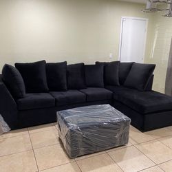 Black Sectional With Ottoman Brand New ¡¡IN STOCK!!