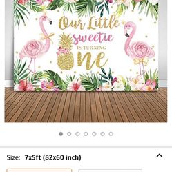 Flamingo 1st Birthday Backdrop