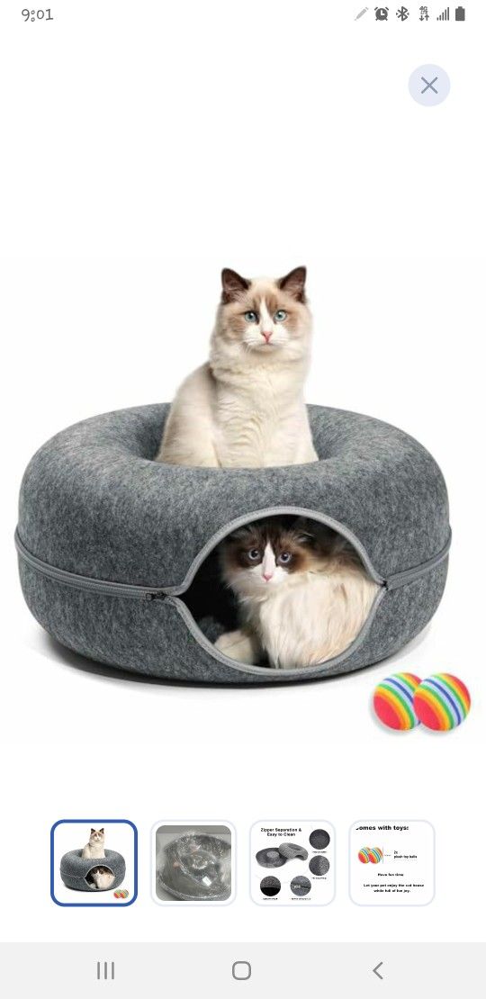 Cat Cave/Tunnel Bed With 2 Toys. **NEW**