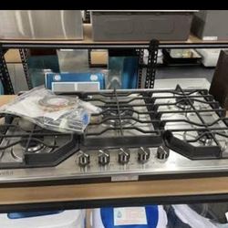 New 34” 5-Burners Recessed Gas Cooktop in Stainless Steel Power Burners 36000 BTU NG/LPG Convertible