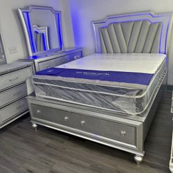 SOLID WOOD PLATINUM Bed 😍😍 LED’s & Storage