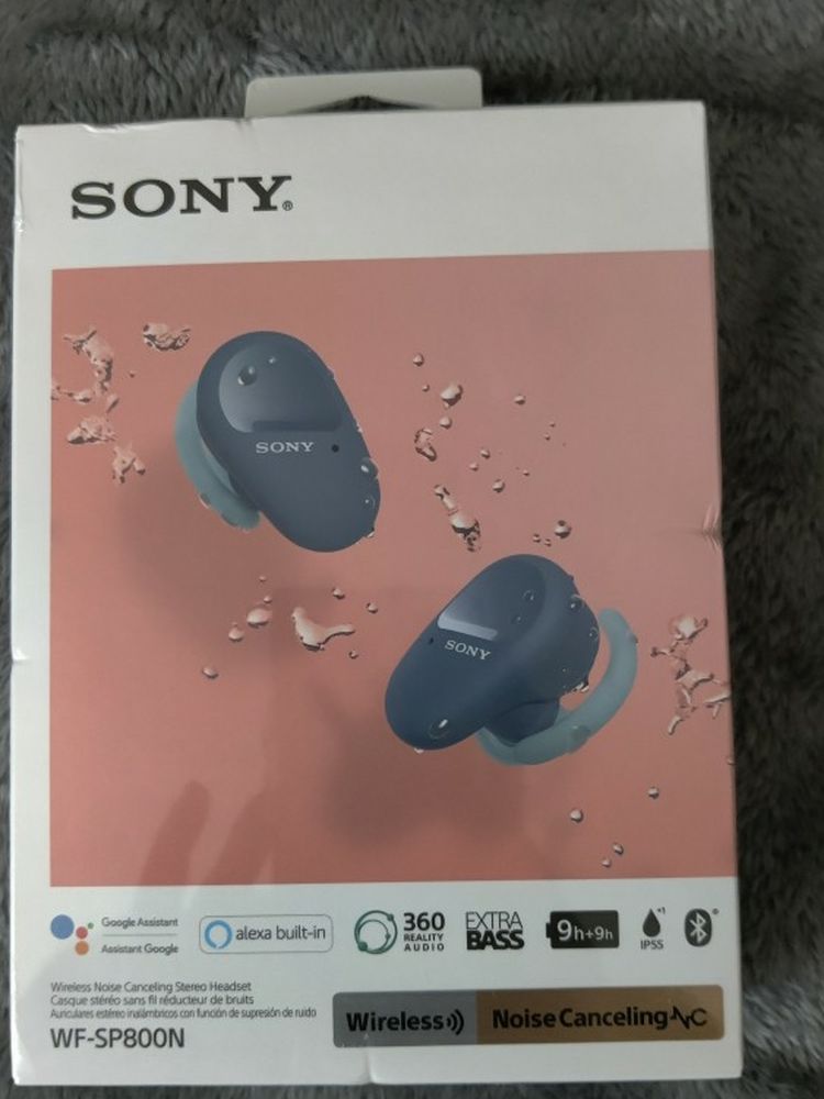 Sony Wf Sp800N - Noise Cancelling - Water Resistant Headphones - NEW SEALED