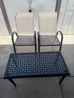 Lawn chairs and table