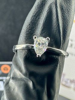 💎 NEW Certified Pear Cut Moissanite Ring – Sterling Silver 925 – Adjustable –
