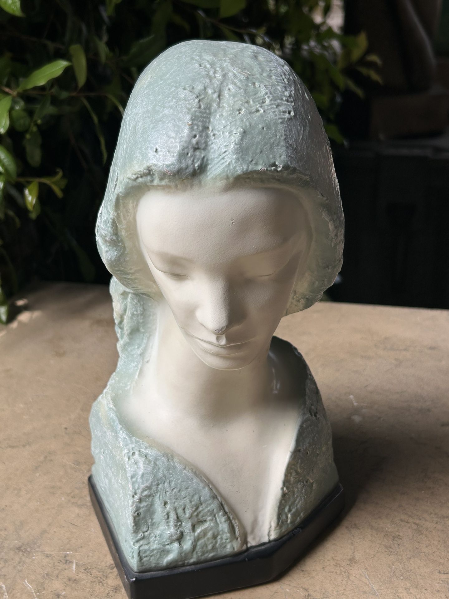 Isn’t she lovely? Vintage 1950s Era Signed Vincent Glinsky Carved Stone Madonna:
