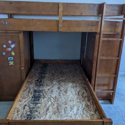 Solid Pinewood Bunk Bed & Desk