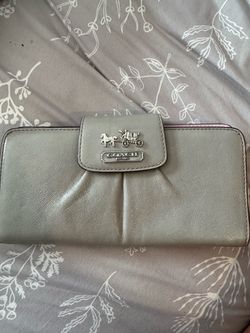 Coach Grey leather checkbook wallet