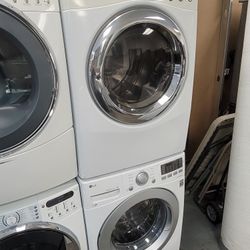 LG Front Load Washer And Stackable Gas Dryer Set 