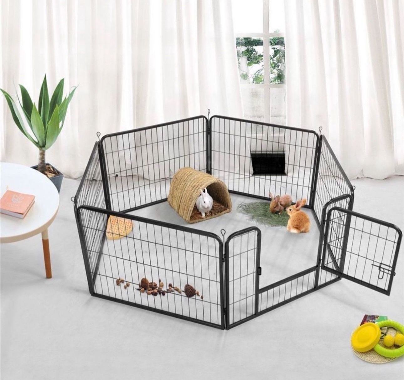 Yaheetech Heavy Duty Wire Dog & Cat Playpen, Black