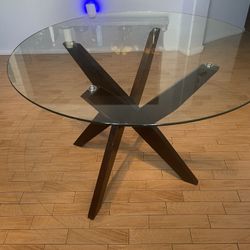 Glass Round Dining Room Table 
