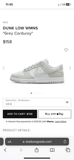 Women’s Grey Corduroy Low Dunks 