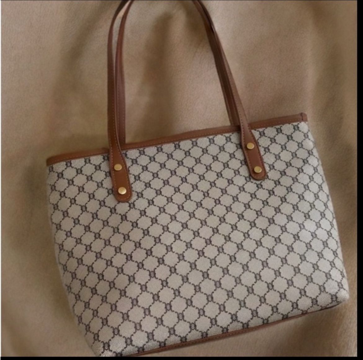Large Brown and Tan Tote Bag