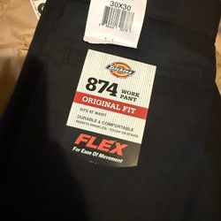 Black 874 Dickies Original Fit 30x30 Work Pant New With Tags 