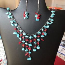 Handmade By Marele22 Genuine Stones Choker Set  Earrings/Necklace  SALE $20 Set 🍀