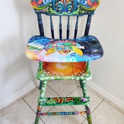 Silla De Bebe Pintada A Mano