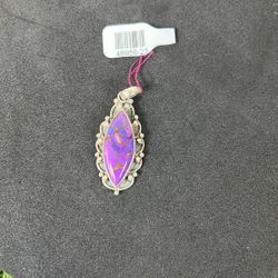 Sterling Silver Purple Turquoise Pendant 