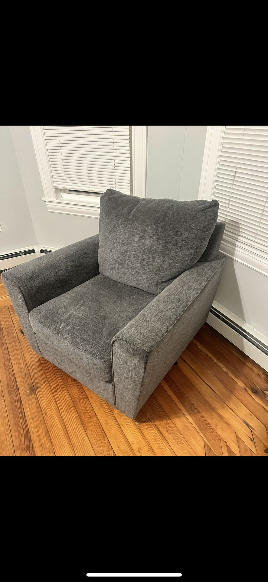 Gray Chair And Ottoman