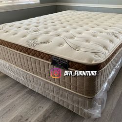 12in King Size Organic Cloud Comfort Europillow Top Mattress and Boxspring