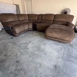 Grayish Brown Recliner Sectional Electric 6 piece Couch Sofa