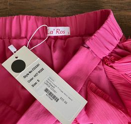 La'Ros Multi-Layer Fringe Mini Skirt Hot Rose Size S