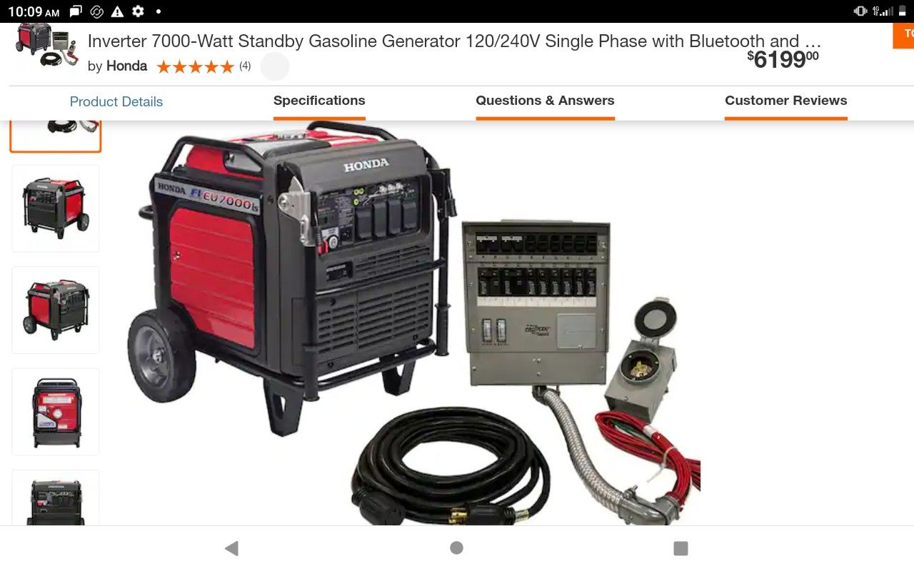 Honda Eu7000is Inverter 7000 watts Generator for Sale in Torrance, CA