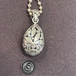 Lagos Silver Filigree Teardrop Pendant Necklace