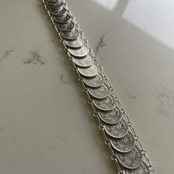 .720 Mexican Sterling Silver Coin Bracelet