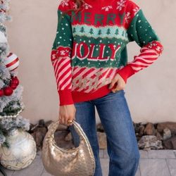 NWT 33 Degrees Christmas Festive Ugly Red and Green Holiday Sweater Size L.