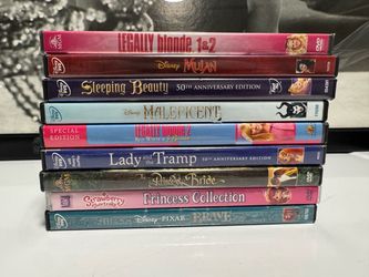9 DVD Movie Lot – Disney, Pixar, Princess Movies, Mulan, Brave & More