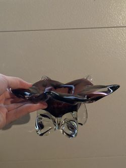 Glass Flower Star Catch All Container Holiday Christmas present Ornament Decor