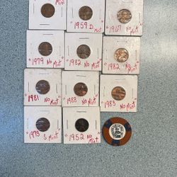 No mint mark pennies 11 total