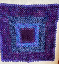 Hand crocheted lap or baby blanket. Thick. 36×36. Machine washable acrylic yarn. Smoke free, pet free, Covid free home. Public pick up only.