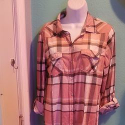 Pink Plaid Cowboy Shirt..size Xl Womens..good Condition 