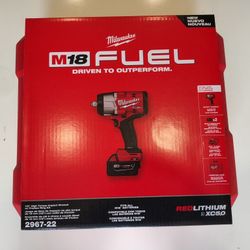 Milwaukee M18 1/2 High Torque Impact Wrench With 2 Batteries And Charger 