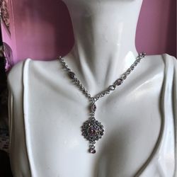 Beautiful Authentic Cookie Lee AB Pink And Clear Rhinestone Chocker Necklace