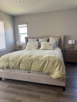 Queen bed frame and box springs