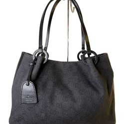 Pre-Owned GUCCI GG Monogram Black Shoulder Bag with Small Pouch