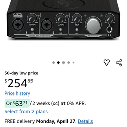 Mackie Onyx Producer Recording Interface Bundle with Rockville RCM03 Pro Recording Condenser Mic, PRO-M50 Studio Headphones and DMS40 40" Mic Boom Arm