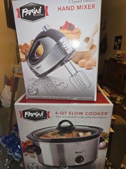 Brand new blender and slow cooker, can throw in a extra pan. No charge.