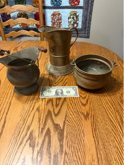 Set of 3 Vintage Brass & Copper Fireplace Decor (8-10")